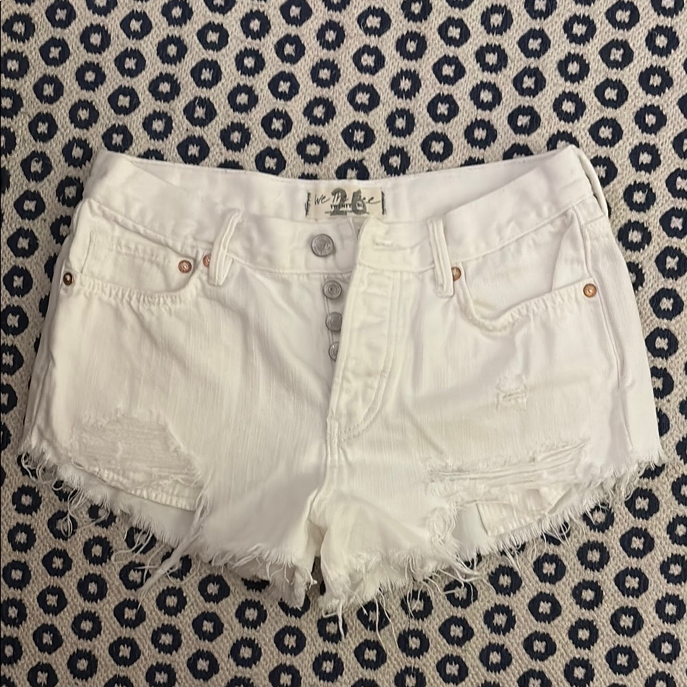We The Free White Distressed Jean Shorts